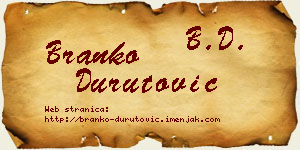 Branko Durutović vizit kartica